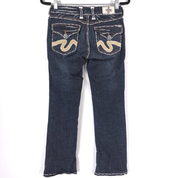 LAGUNA BEACH Women Jeans Embroidered Straight Flare USA MADE ND1010P Y2K Size 27 - Picture 2 of 13